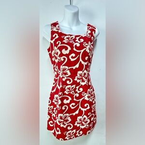 Floral Red and White Dress
